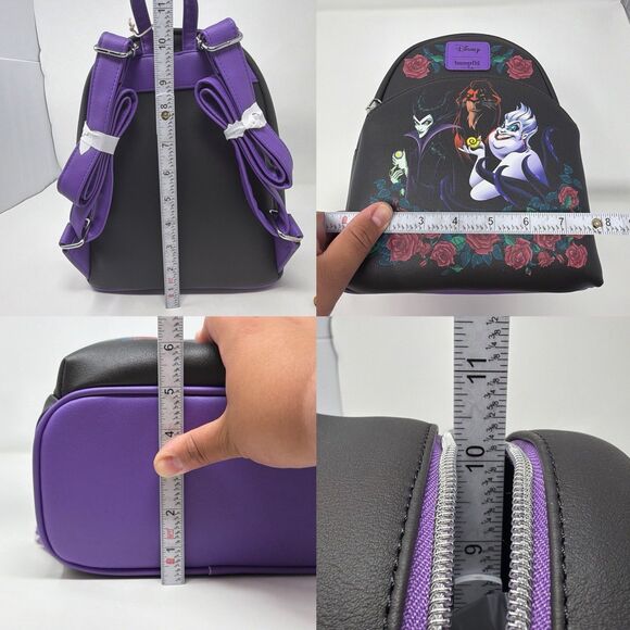 Disney Loungefly Villains Mini Backpack Maleficent Ursula Scar Roses Black NWT main image 4